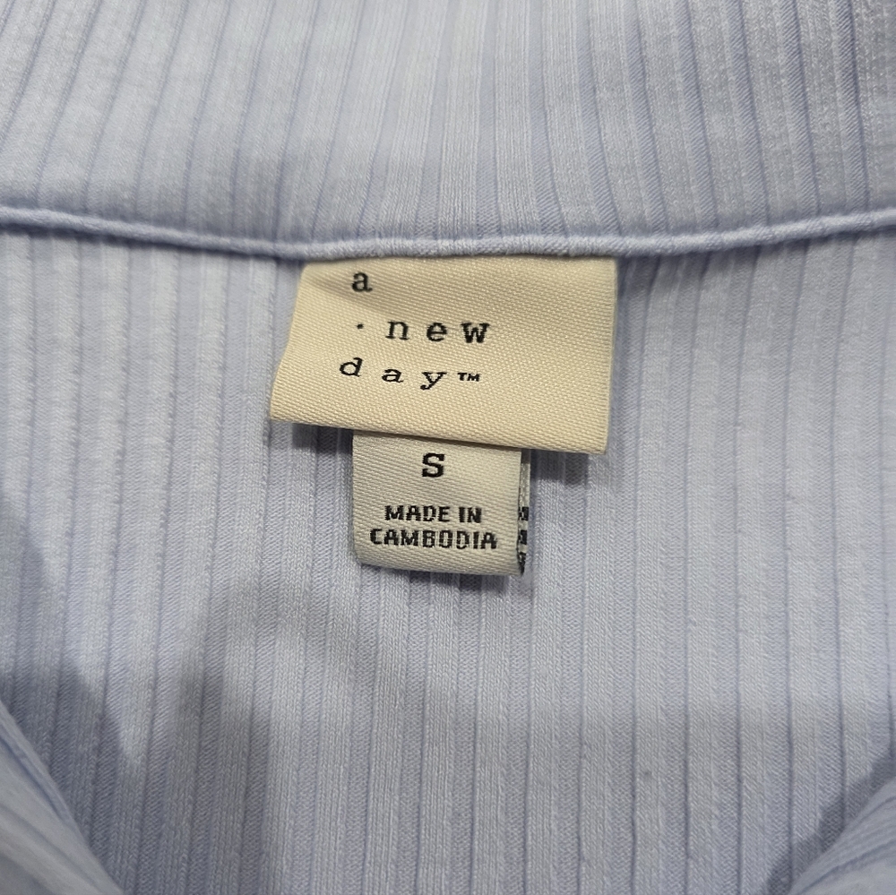 Nwt A NEW DAY TARGET ribbed Collared Sleeveless Shirt Pastel Blue Preppy Busines - Picture 5 of 9
